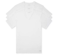 3 GENUINE CALVIN KLEIN SIZE 2XL 100% COTTON T-SHIRTS BLACK WHITE GRAY V NECK