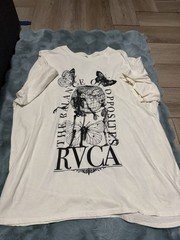 RVCA Men’s XS White Butterfly Graphic Print Crew Neck Short Sleeve Tee Regular