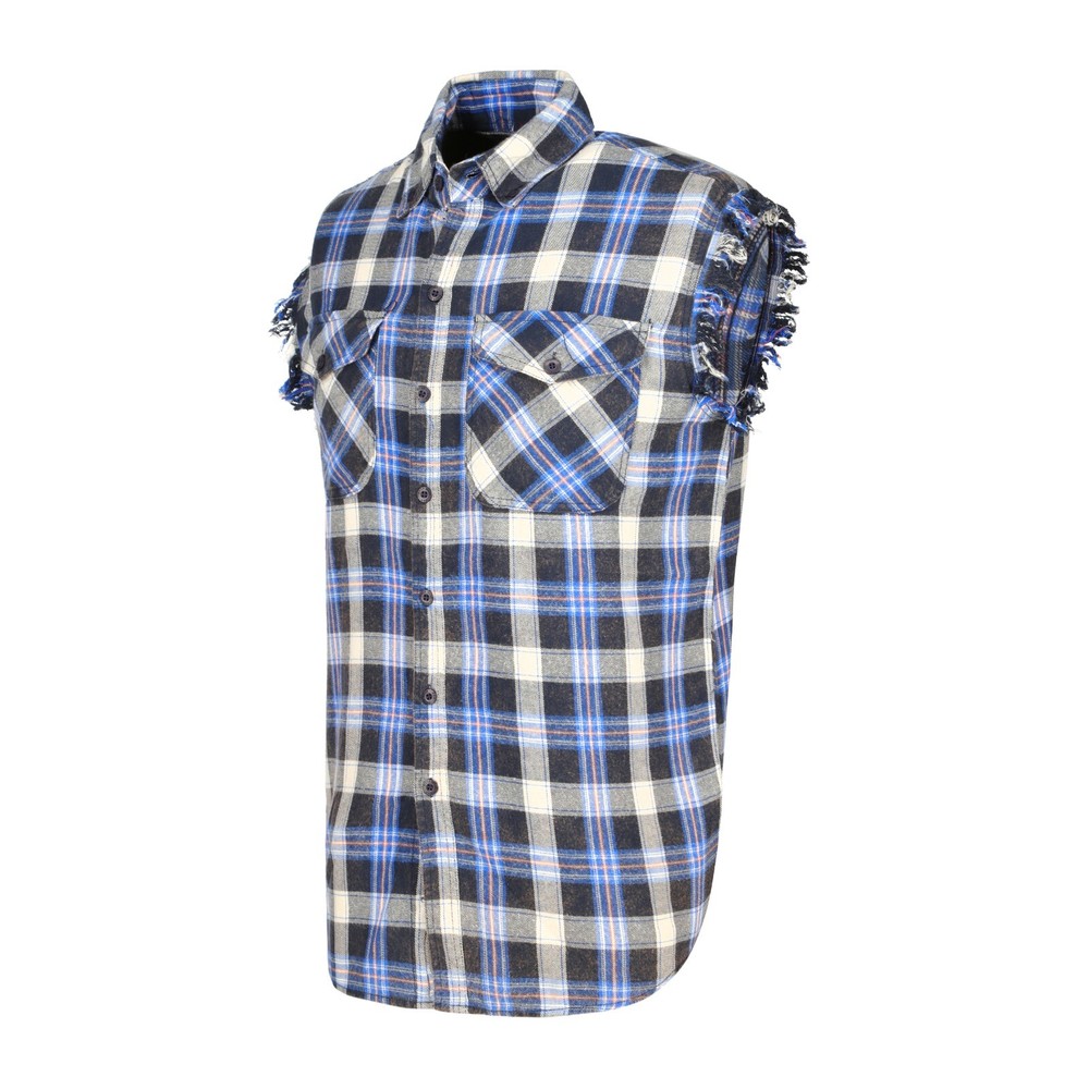 Men’s Plaid Flannel Casual Shirt– 100% Cotton Lightweight Sleeveless Shirt