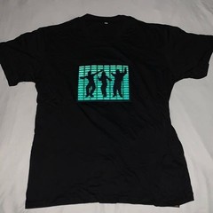 EL Flashing Mens Sound Activated LED Light Up Party EQ Music Festival T-Shirt M
