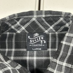 Sullen Collective Long Sleeve Black Plaid Flannel Shirt Men’s Size Large Moto