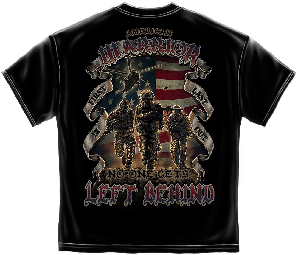 New AMERICAN WARRIOR NO ONE GETS LEFT BEHIND T-SHIRT