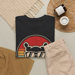Cool Hippo Sunglasses Retro Sunset Vintage Animal Graphic T-Shirt