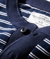 Mens Long Sleeve Striped Henry Shirt 300G Heavyweight Sailor T-Shirt Casual TEE