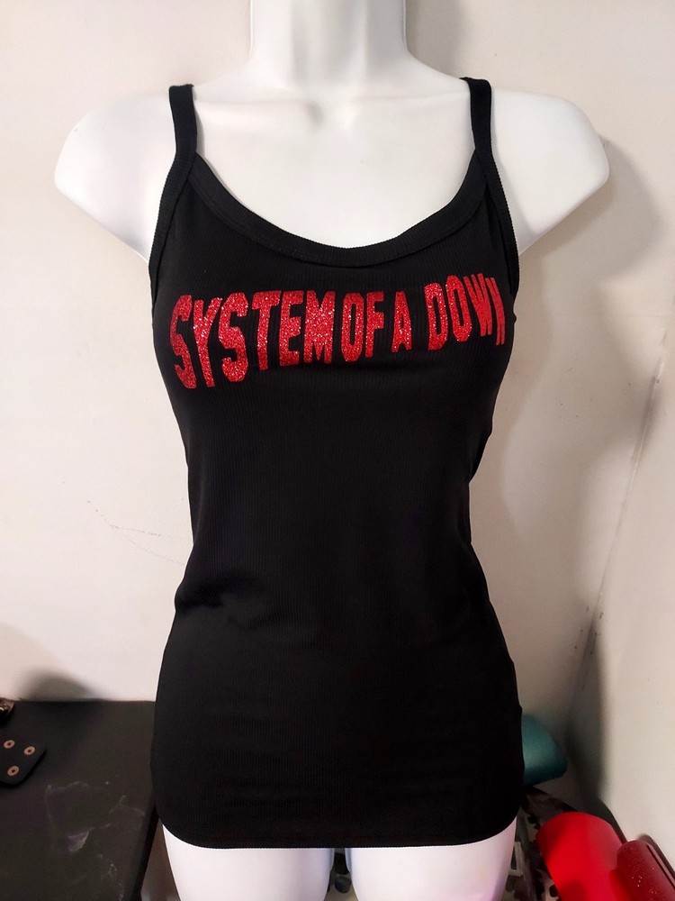 System of a Down tank top Toxicity Red Glitter System Of A Down Shirt Or Croptop