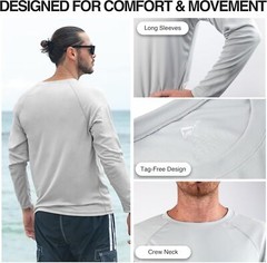Men’s Rash Guard Swim Shirts for Men SPF UPF 50 Sun Protection Running Shirt