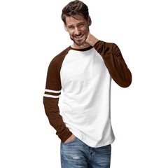 Mens Triblend Long Sleeve Baseball T-Shirt Casual Raglan Plain Contrast L/S Top