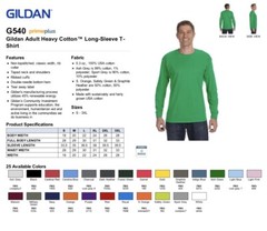GILDAN (5400) HEAVY COTTON LONG SLEEVE CREW NECK T-SHIRT **NEW**