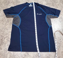 Columbia Shirt Men M Short Sleeve Blue Fishing Beach Outdoor OmniZero Microfiber