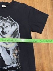 Vintage 90s Wolf Big Print Nature Tee Tshirt Single Stitch Black Mens L Canada