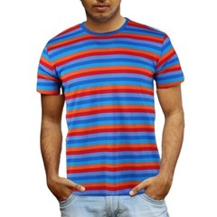 Beautiful Giant Men’s Fashion Striped Pocket T-shirt Crewneck Regular ORANGE