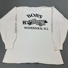 Vintage 90s Harley Davidson Thermal Long Sleeve Shirt XL White (Fits Smaller)