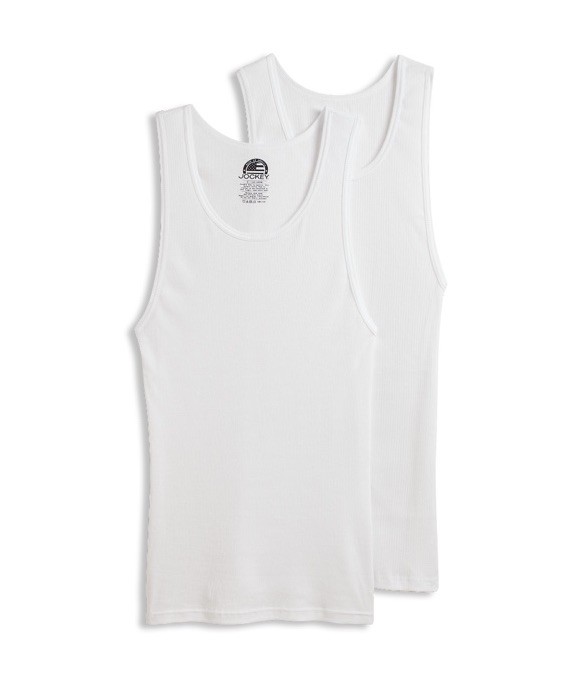 Jockey Men’s Made in America 100% Cotton Tanks – 2 Pack – White – XXL
