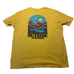 Eddie Bauer ~ Men’s Size L Yellow / Rainbow Logo Graphic Short Sleeve T-Shirt
