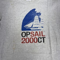 Vintage USTA OPSAIL 2000CT Shirt Mens Medium Gray Tall Ship Sailing Graphic Tee