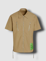 $375 Helmut Lang Men’s Beige Zip Front Shirt Size S