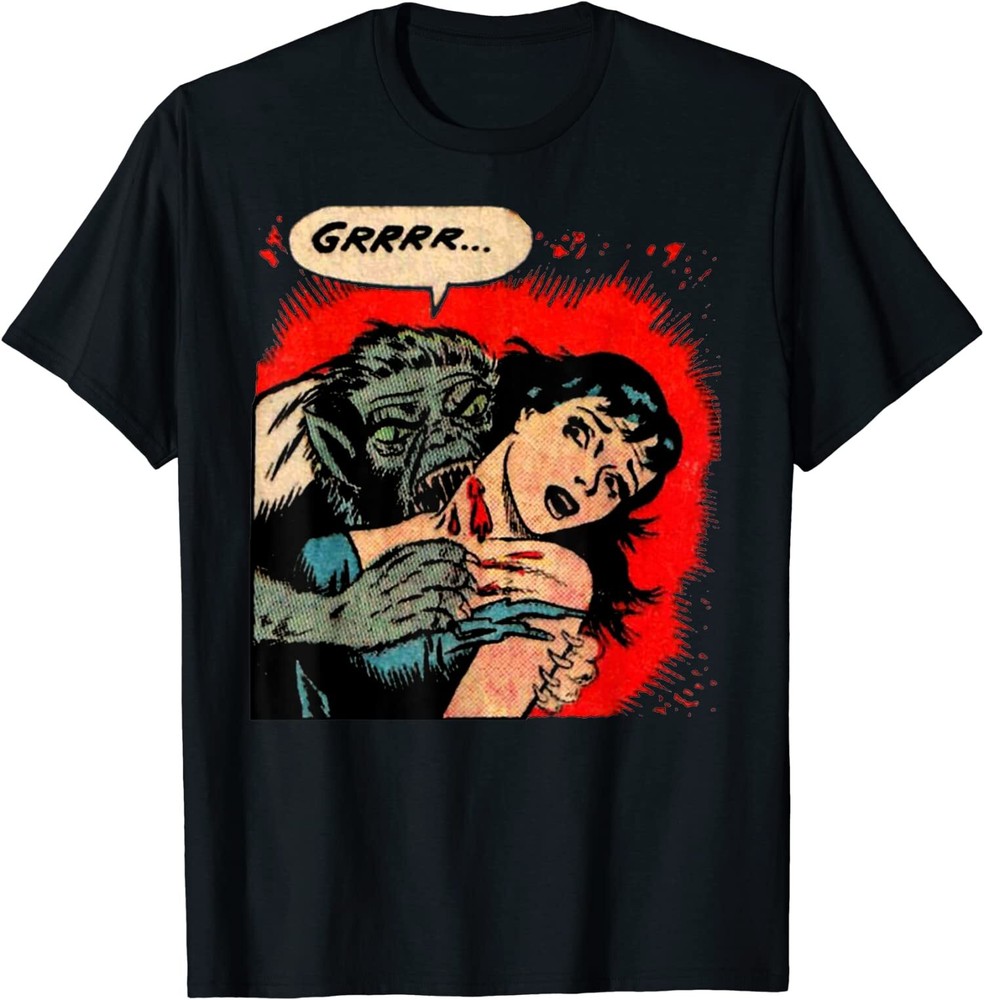 NEW LIMITED Creepy Horror Movie Monster Comic Vintage Werewolf T-Shirt