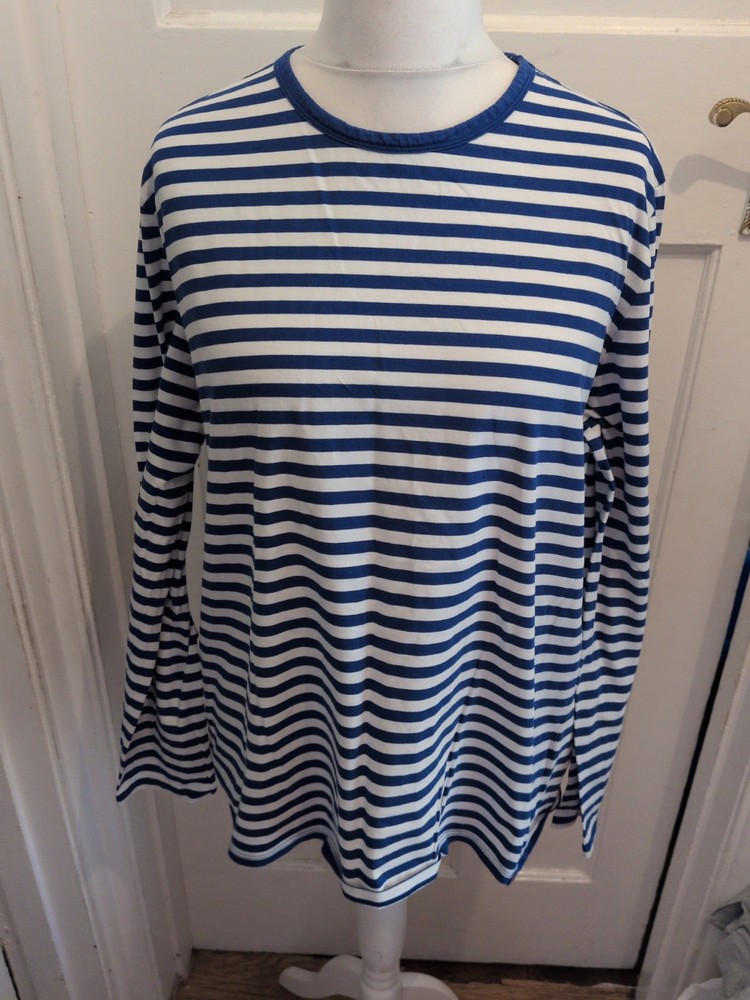 Seasalt Mens XL Blue And White Stripe Long Sleeve T-shirt