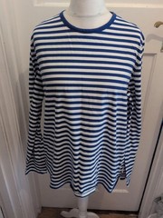 Seasalt Mens XL Blue And White Stripe Long Sleeve T-shirt