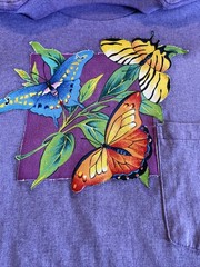Lot of 6 VTG SINGLE STITCH Yellow Butterfly Print T-Shirts Size L/XL