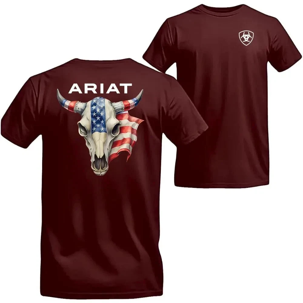 Ariatt T-shirt With Bold Bull Skull Design, Unisex T-shirt