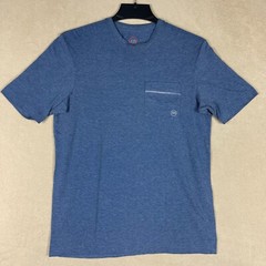 Travis Mathew Mens S Short Sleeve T Shirt Round Neck Chest Pocket Blue Stretch