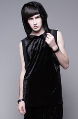 WIDOW by LIP SERVICE UNISEX GOTHIC PUNK ROCKER CRUSHED VELVET SHIRT HOODIE