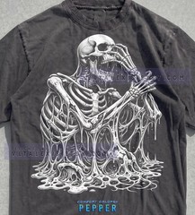 Melting Skeleton Dripping Skull Dark Art Comfort Tee Shirt Apparel