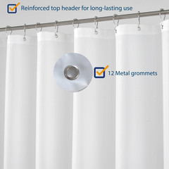 Short Fabric Shower Curtain Liner 72 X 65 Shorter Length, Hotel Quality, Washabl
