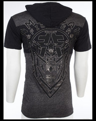 AMERICAN FIGHTER Black Silver Foil RUTLEDGE Athletic Graphic Hoodie T-shirt NWT