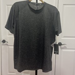 Kenneth Cole Men Tech Raglan Active T shirt M Black/gray Reflective 0068