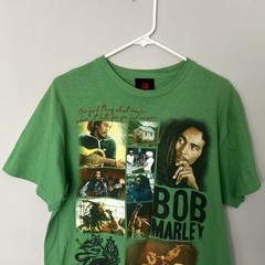Bob Marley Trenchtown Rock 2010 Green Graphic T Shirt Size Large Music Concert