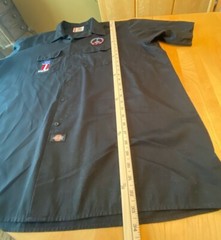 VTG DICKIES MENS SZ 4XL BUTTON UP WORK SHIRT USA PEACE SIGN PATCHES BLOKECORE
