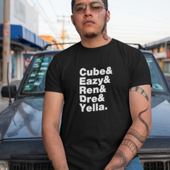 NWA BAND MEMBERS T-SHIRT – gangsta rap 2-pac snoop dre cube dr hip-hop music mc