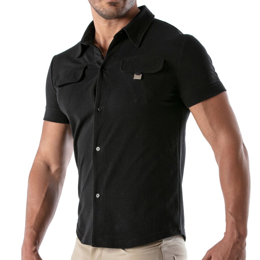 TOF PARIS T-Shirts Short Sleeved Cotton Pique Shirt Black 33