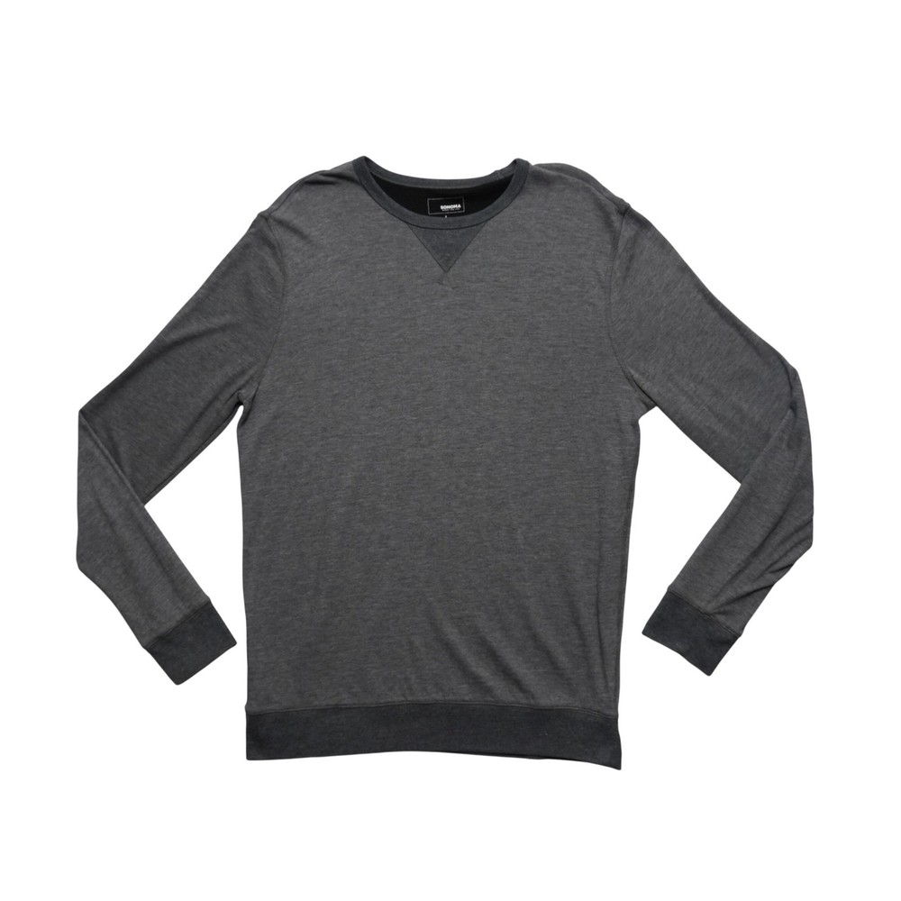 Sonoma Goods For Life Shirt Mens Large Gray Crew Neck V Stitch Pullover