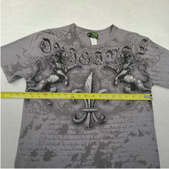 FSD (Four Seasons Design) VINTAGE Y2K Fleur di lis Lion T-shirt Gray Medium