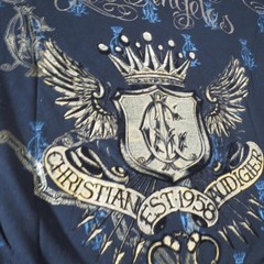 Christian Audigier SMALL Shirt Argyle Pink Green Gold Foil Ink Vintage LA