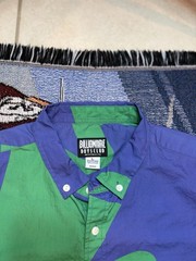 Billionaire Boys Club Shirt Mercury SS Woven Green Blue Button Down Large BBC
