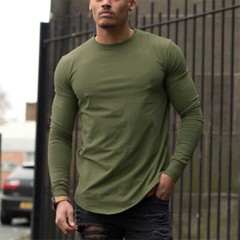 Zonbailon men’s t-shirt pure cotton breathable fashion trend slim long sleeve