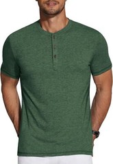 Men’s Short Sleeve Henley Shirt Casual Summer Tee Lightweight Breathable Solid T