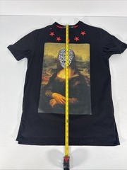 Hudson Outerwear Mens Black Mona Lisa Rhinestone Graphic Shirt Size M Red Stars