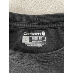 Carhartt Mens Large Long Sleeve T-Shirt Black K231 Loose Fit Arm Logo Spellout