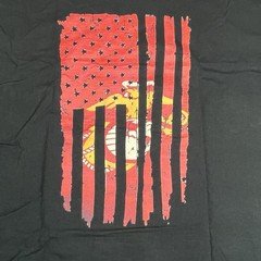 USMC Flag Shredded EGA Logo Design Men’s T-Shirt Black 2XL New US Marine Corps