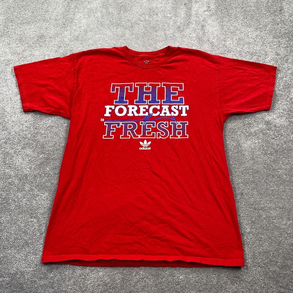 Adidas Originals Men’s The Forecast Is Fresh Graphics Logo T-Shirt Size L Red