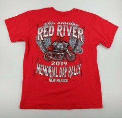Suna Mens Motorcycle Apparel Red River Bike Rally Short Sleeve Red Size Large