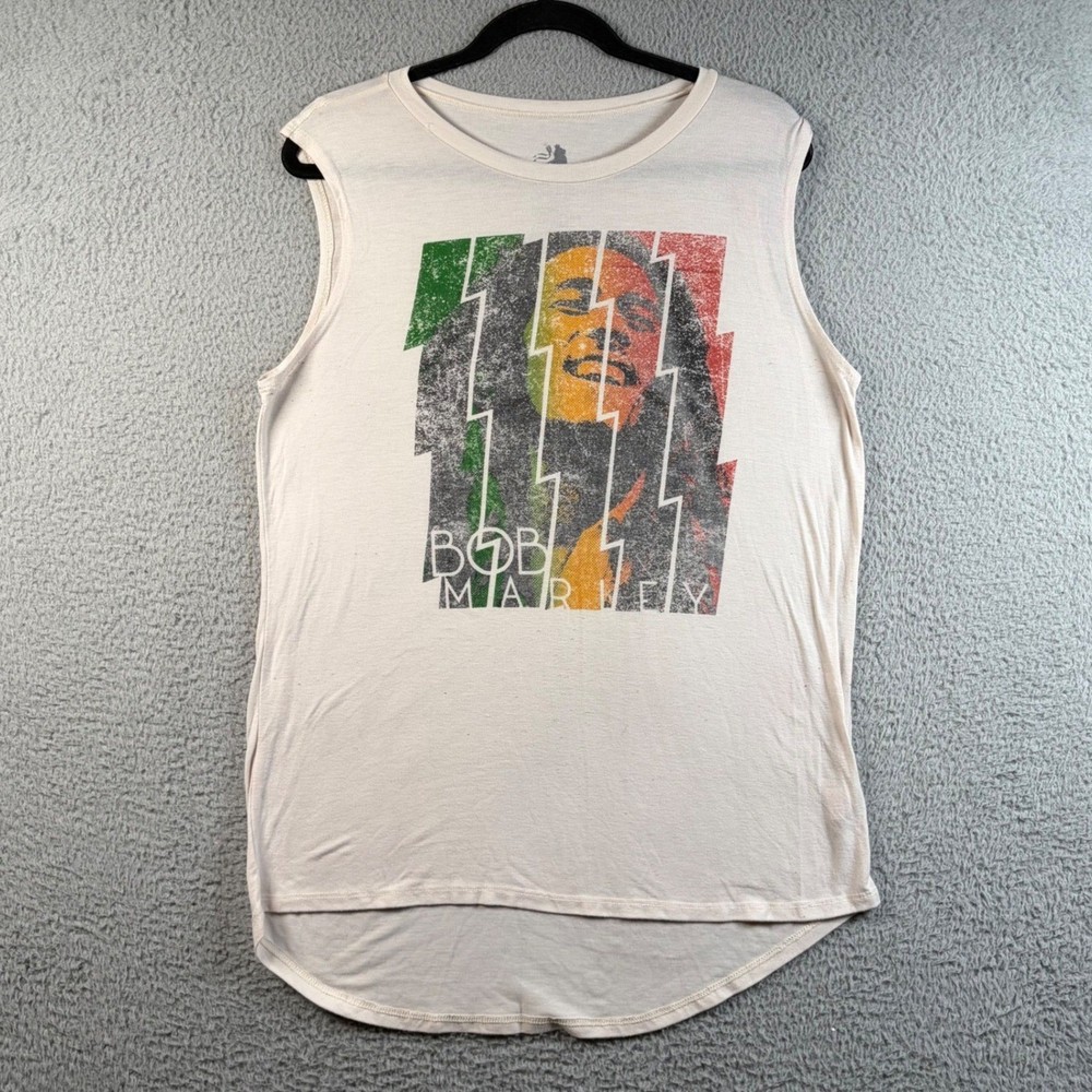Zion Rootswear Bob Marley Muscle Tank Top Cream XL Reggae Rasta Sleeveless