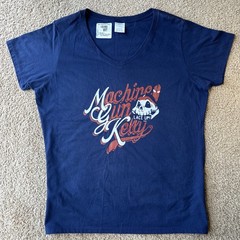 Machine Gun Kelly T Shirt “Lace Up” Woman’s XL Navy Blue V-Neck Graphic