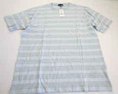 New Look Men’s Oversized Medium T-Shirt Blue/White Stripe 100% Organic Cotton