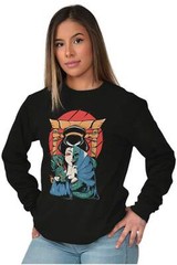 Traditional Geisha Split Face Skull Dragon Long Sleeve Tshirt for Men or Women